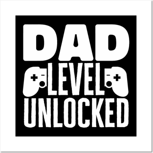 Mens  Dad Level Unlocked Father's Day Gamer Dad Posters and Art